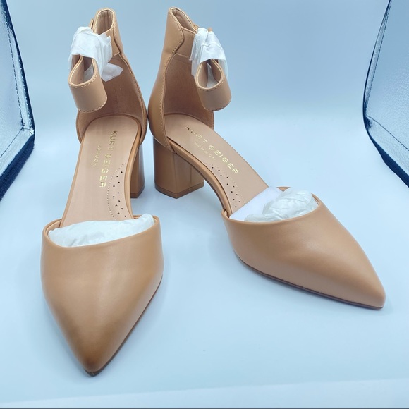 Kurt Geiger Women’s London Burlington Camel Leather Block Heels - Picture 5 of 9